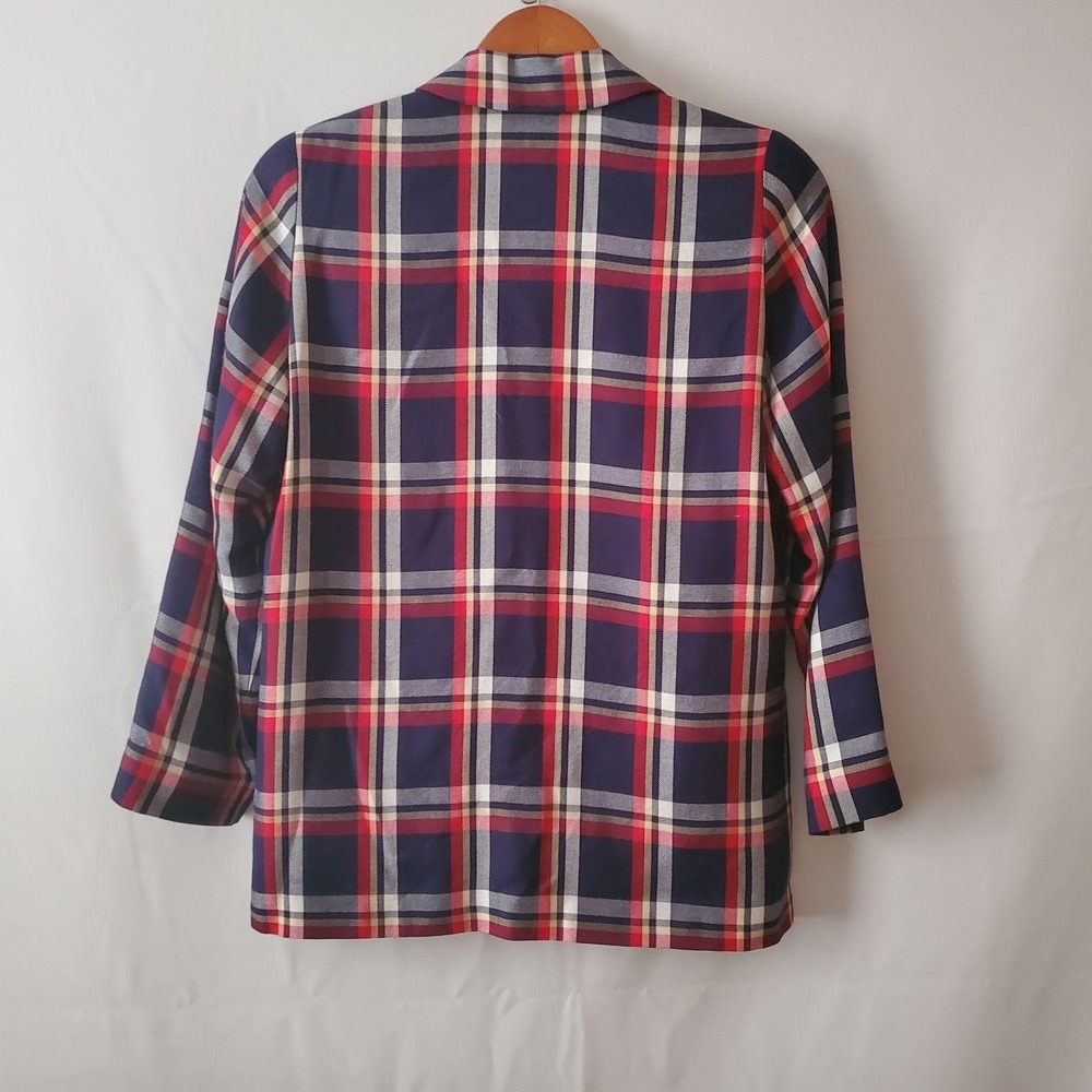 Pendleton Women's Vintage Red Blue Tartan Plaid Blazer Jacket Top Size Petite - Picture 4 of 12